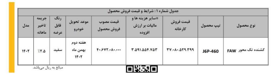 شرایط فروش کشنده FAW J6