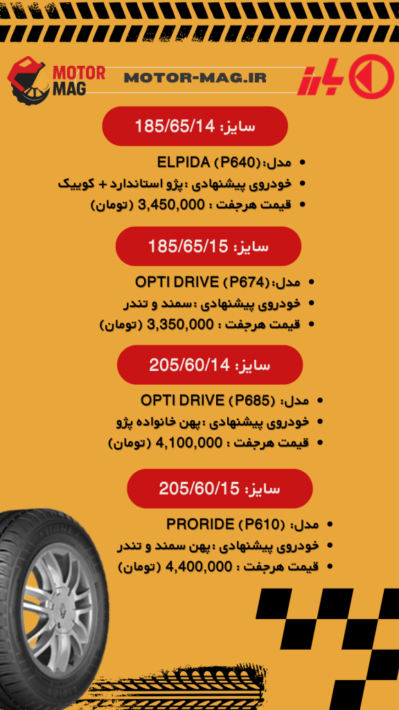 قیمت روز لاستیک ها بارز